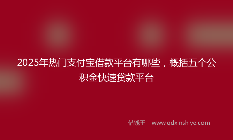 2025年热门支付宝借款平台有哪些，概括五个公积金快速贷款平台
