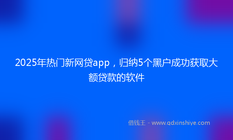 2025年热门新网贷app，归纳5个黑户成功获取大额贷款的软件