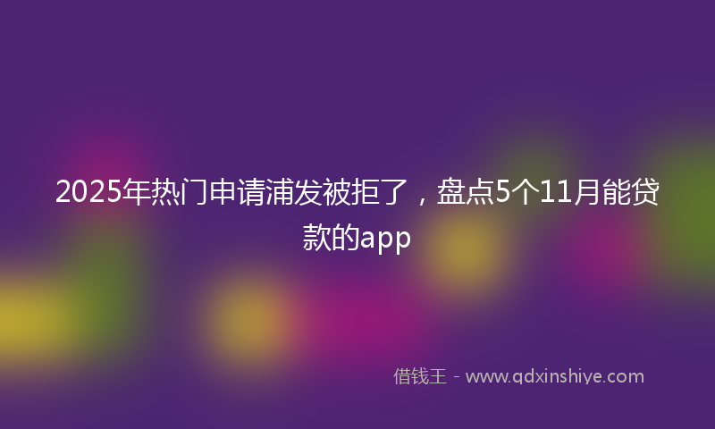 2025年热门申请浦发被拒了，盘点5个11月能贷款的app
