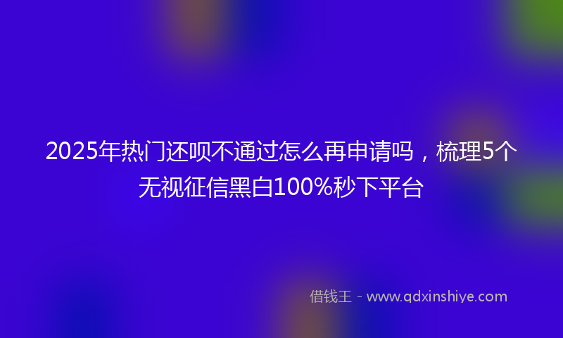 2025年热门还呗不通过怎么再申请吗，梳理5个无视征信黑白100%秒下平台