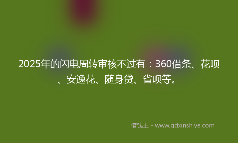 2025年的闪电周转审核不过有：360借条、花呗、安逸花、随身贷、省呗等。