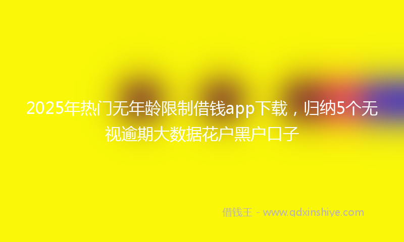 2025年热门无年龄限制借钱app下载，归纳5个无视逾期大数据花户黑户口子