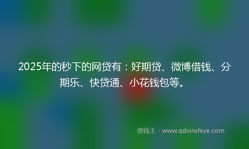 2025年的秒下的网贷有：好期贷、微博借钱、分期乐、快贷通、小花钱包等。