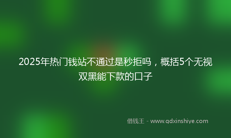 2025年热门钱站不通过是秒拒吗，概括5个无视双黑能下款的口子
