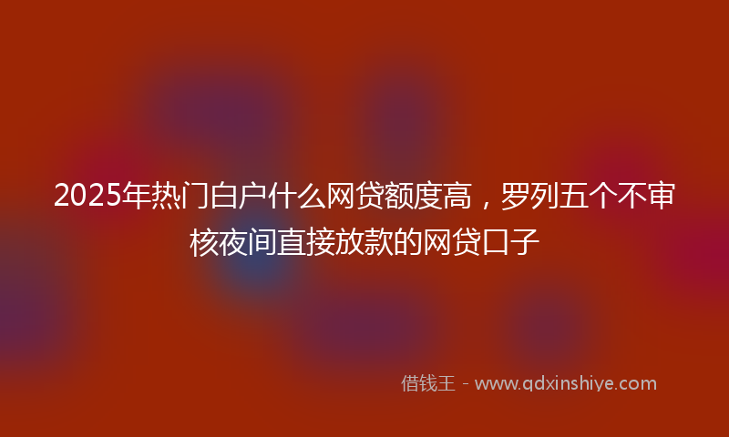 2025年热门白户什么网贷额度高，罗列五个不审核夜间直接放款的网贷口子