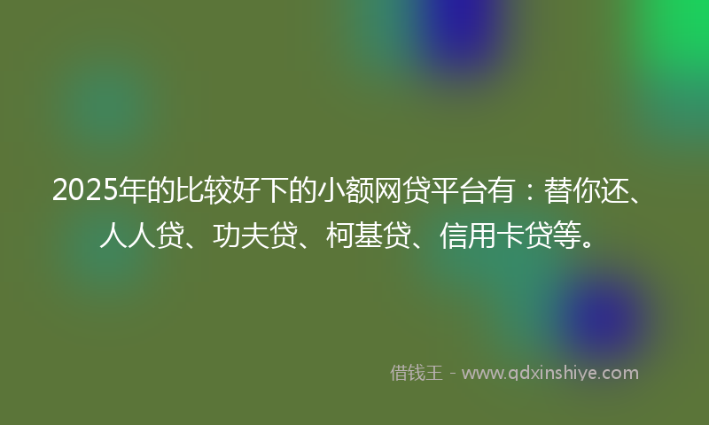 2025年的比较好下的小额网贷平台有：替你还、人人贷、功夫贷、柯基贷、信用卡贷等。