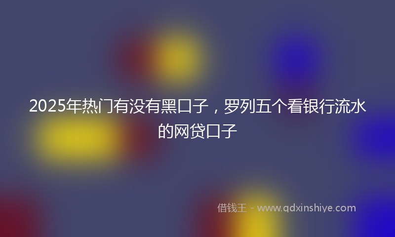2025年热门有没有黑口子，罗列五个看银行流水的网贷口子