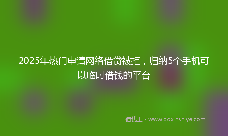 2025年热门申请网络借贷被拒，归纳5个手机可以临时借钱的平台
