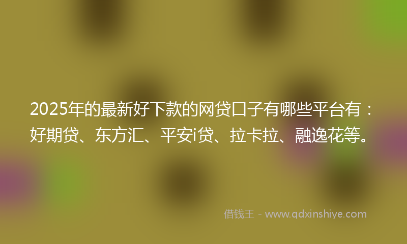 2025年的最新好下款的网贷口子有哪些平台有：好期贷、东方汇、平安i贷、拉卡拉、融逸花等。