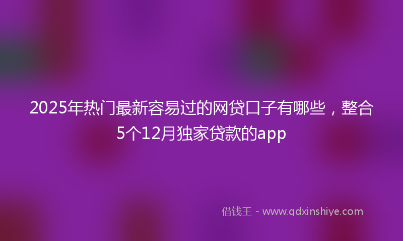 2025年热门最新容易过的网贷口子有哪些，整合5个12月独家贷款的app