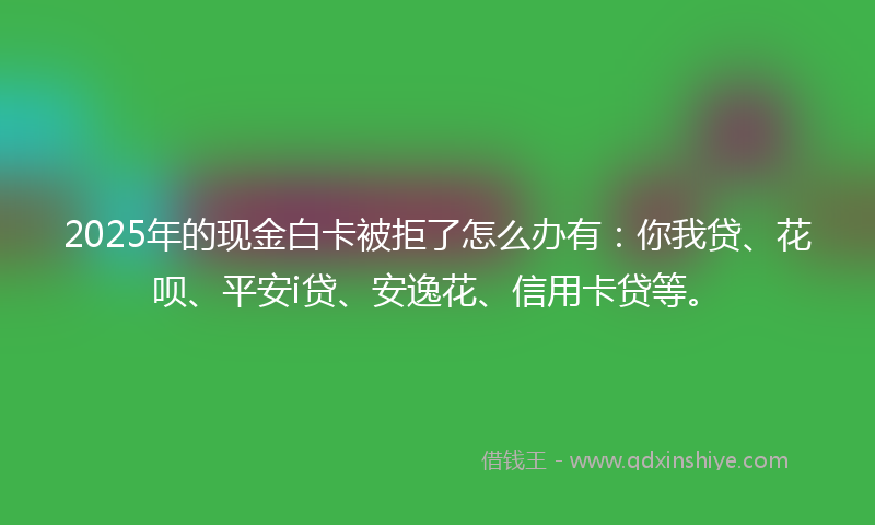 2025年的现金白卡被拒了怎么办有：你我贷、花呗、平安i贷、安逸花、信用卡贷等。