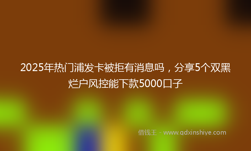 2025年热门浦发卡被拒有消息吗，分享5个双黑烂户风控能下款5000口子