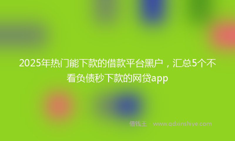 2025年热门能下款的借款平台黑户，汇总5个不看负债秒下款的网贷app