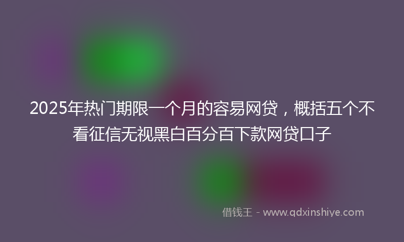 2025年热门期限一个月的容易网贷，概括五个不看征信无视黑白百分百下款网贷口子