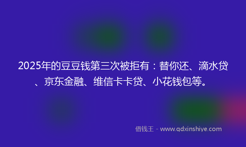 2025年的豆豆钱第三次被拒有：替你还、滴水贷、京东金融、维信卡卡贷、小花钱包等。