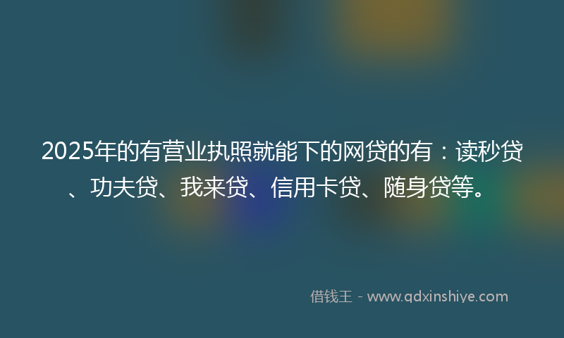 2025年的有营业执照就能下的网贷的有：读秒贷、功夫贷、我来贷、信用卡贷、随身贷等。