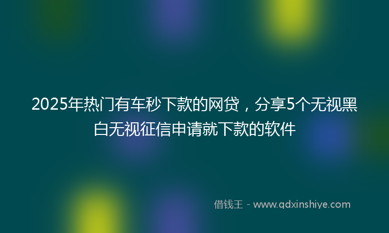 2025年热门有车秒下款的网贷，分享5个无视黑白无视征信申请就下款的软件