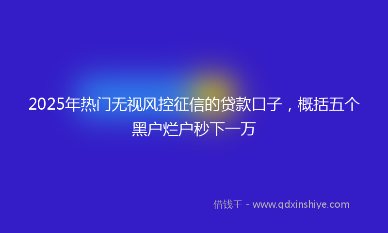 2025年热门无视风控征信的贷款口子，概括五个黑户烂户秒下一万