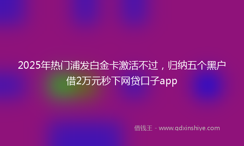 2025年热门浦发白金卡激活不过，归纳五个黑户借2万元秒下网贷口子app
