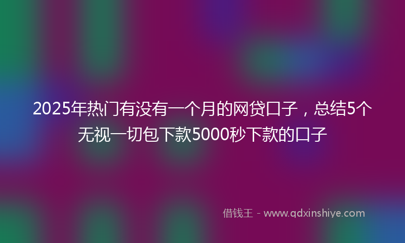 2025年热门有没有一个月的网贷口子，总结5个无视一切包下款5000秒下款的口子