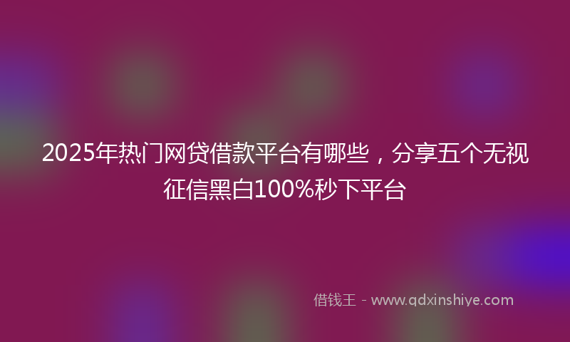 2025年热门网贷借款平台有哪些，分享五个无视征信黑白100%秒下平台