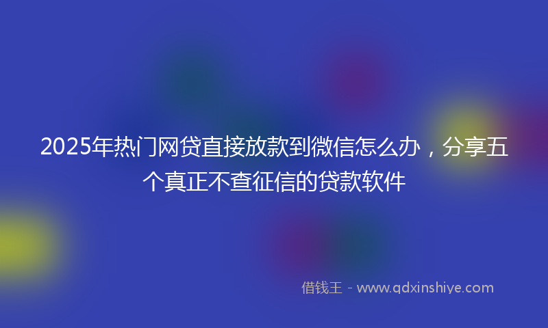 2025年热门网贷直接放款到微信怎么办，分享五个真正不查征信的贷款软件