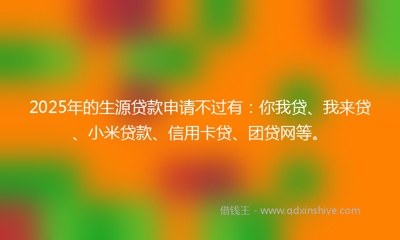 2025年的生源贷款申请不过有：你我贷、我来贷、小米贷款、信用卡贷、团贷网等。