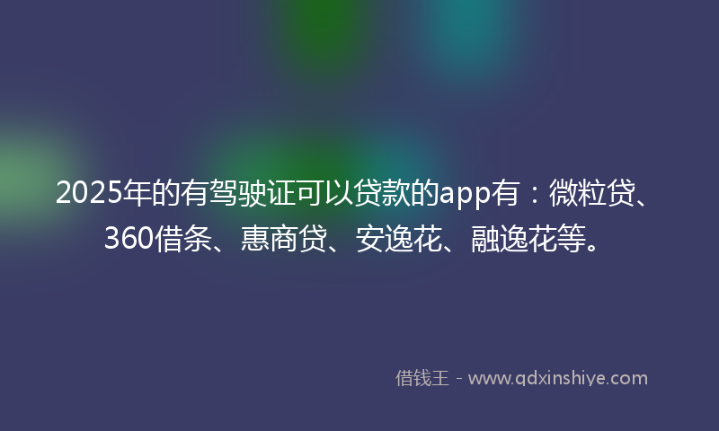 2025年的有驾驶证可以贷款的app有：微粒贷、360借条、惠商贷、安逸花、融逸花等。