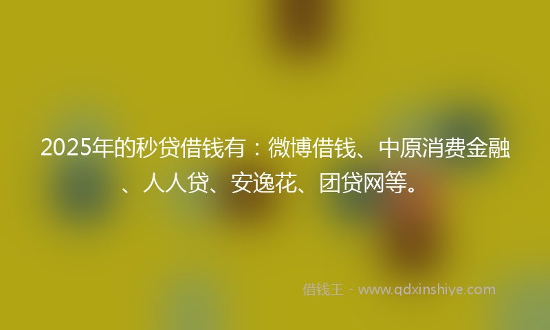 2025年的秒贷借钱有：微博借钱、中原消费金融、人人贷、安逸花、团贷网等。
