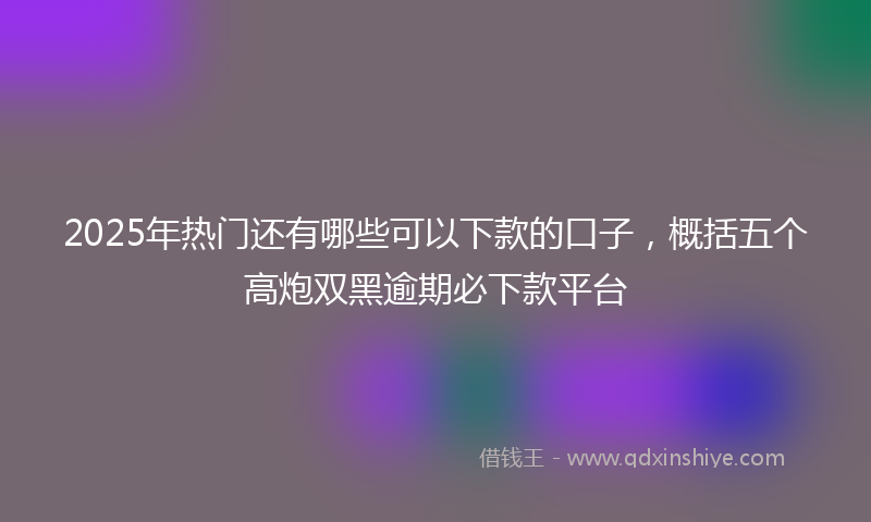 2025年热门还有哪些可以下款的口子，概括五个高炮双黑逾期必下款平台