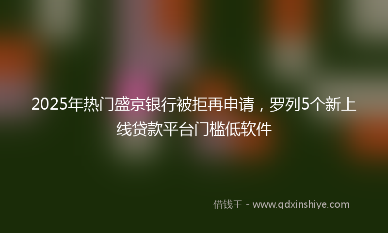 2025年热门盛京银行被拒再申请，罗列5个新上线贷款平台门槛低软件