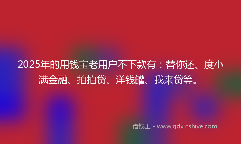 2025年的用钱宝老用户不下款有：替你还、度小满金融、拍拍贷、洋钱罐、我来贷等。