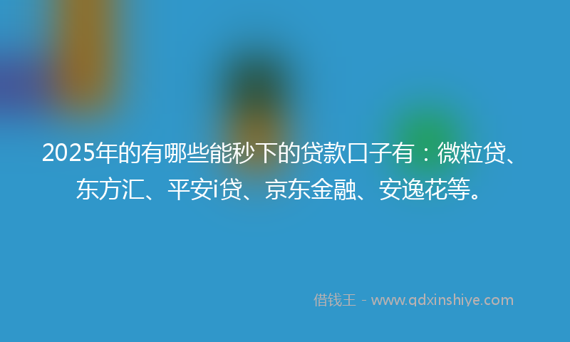 2025年的有哪些能秒下的贷款口子有：微粒贷、东方汇、平安i贷、京东金融、安逸花等。
