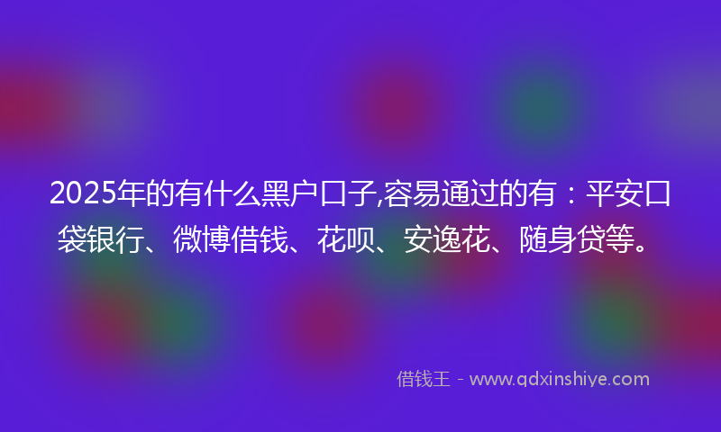 2025年的有什么黑户口子,容易通过的有：平安口袋银行、微博借钱、花呗、安逸花、随身贷等。