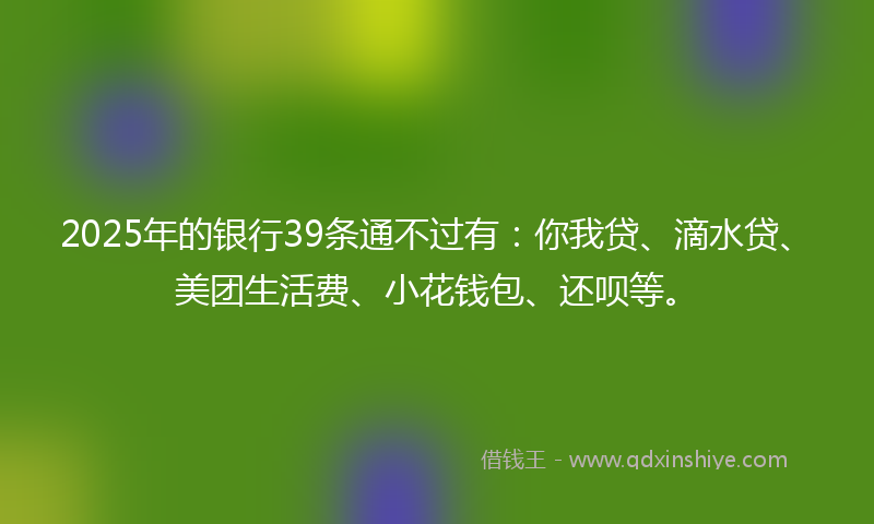 2025年的银行39条通不过有：你我贷、滴水贷、美团生活费、小花钱包、还呗等。