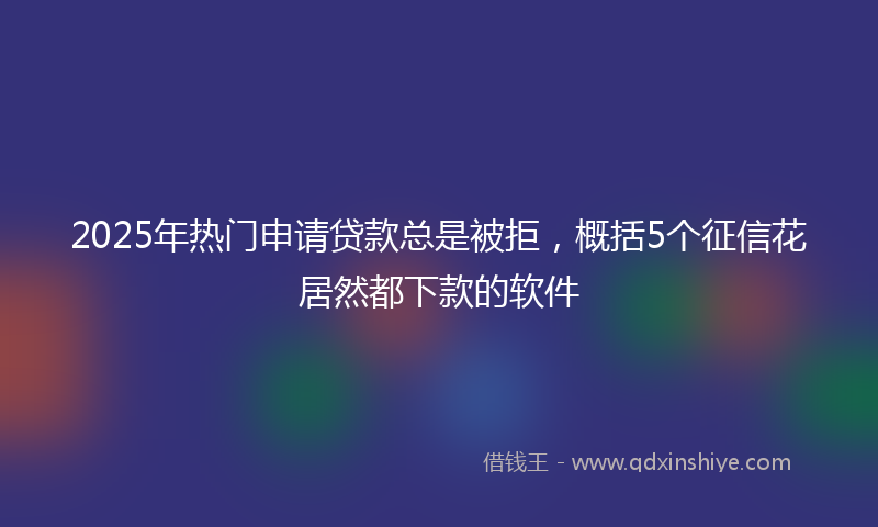 2025年热门申请贷款总是被拒，概括5个征信花居然都下款的软件