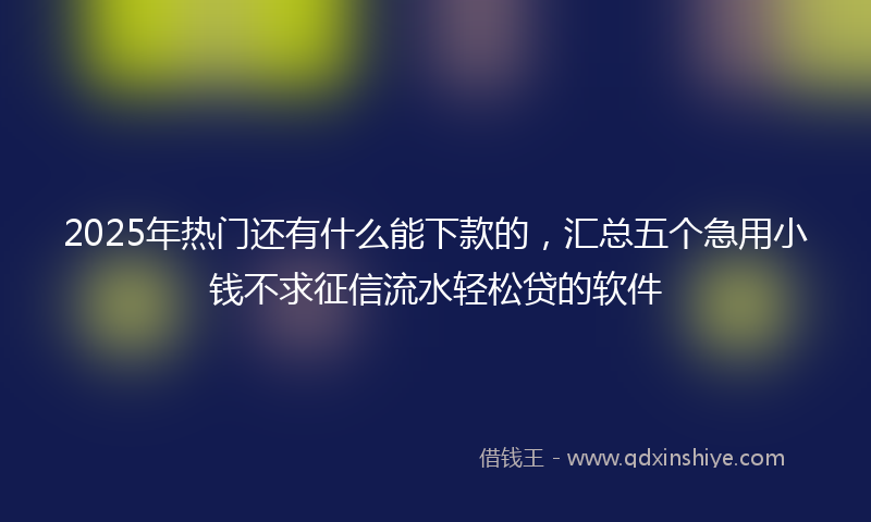 2025年热门还有什么能下款的，汇总五个急用小钱不求征信流水轻松贷的软件