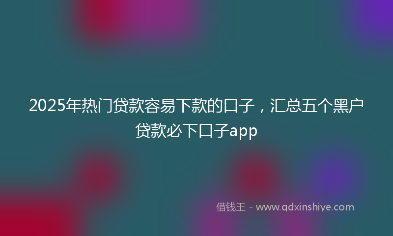 2025年热门贷款容易下款的口子，汇总五个黑户贷款必下口子app