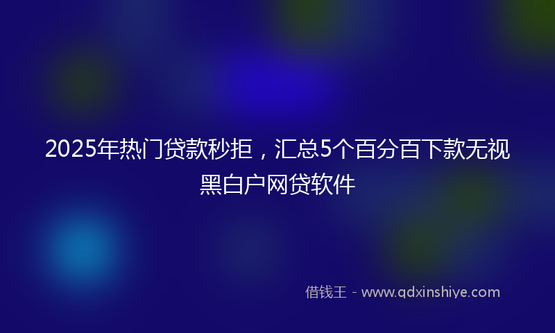 2025年热门贷款秒拒，汇总5个百分百下款无视黑白户网贷软件