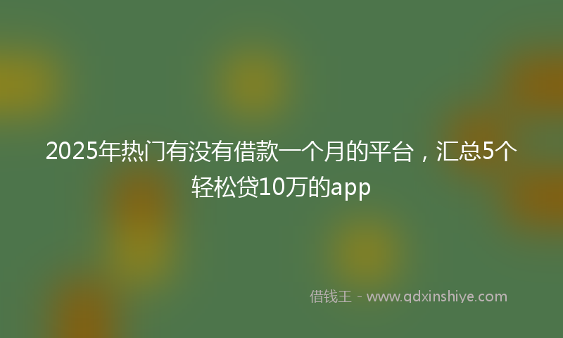 2025年热门有没有借款一个月的平台，汇总5个轻松贷10万的app