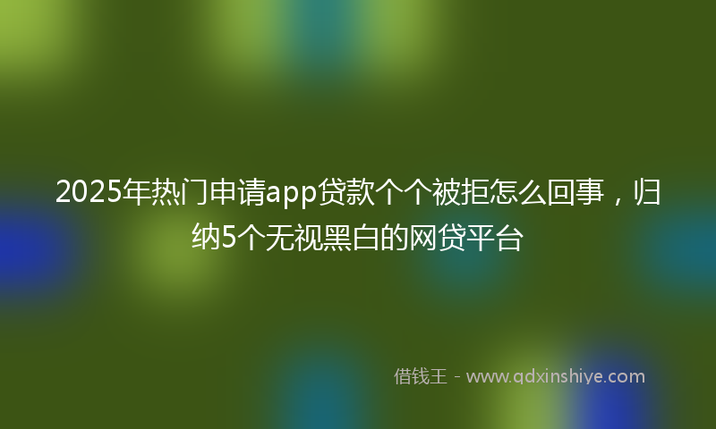 2025年热门申请app贷款个个被拒怎么回事，归纳5个无视黑白的网贷平台