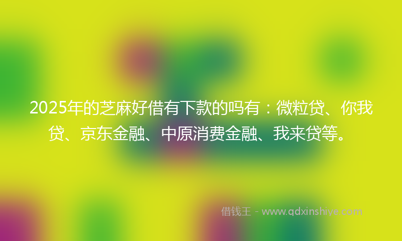 2025年的芝麻好借有下款的吗有：微粒贷、你我贷、京东金融、中原消费金融、我来贷等。