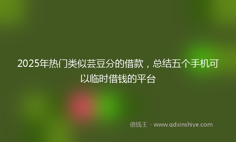 2025年热门类似芸豆分的借款，总结五个手机可以临时借钱的平台