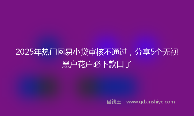 2025年热门网易小贷审核不通过，分享5个无视黑户花户必下款口子