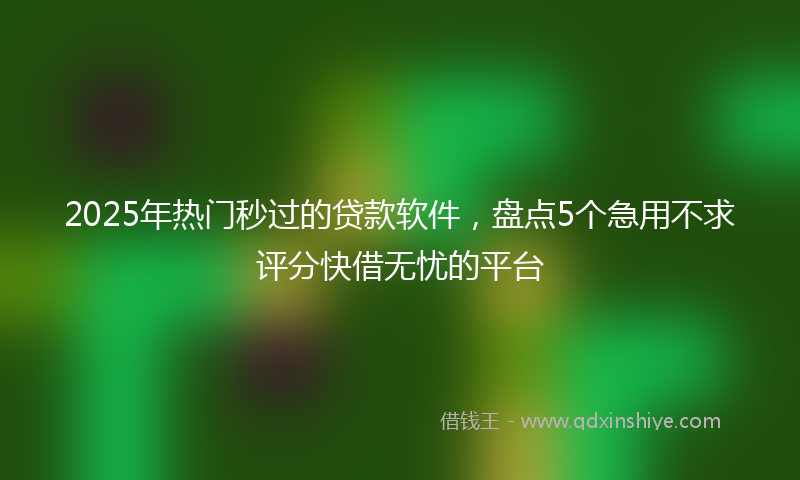 2025年热门秒过的贷款软件，盘点5个急用不求评分快借无忧的平台