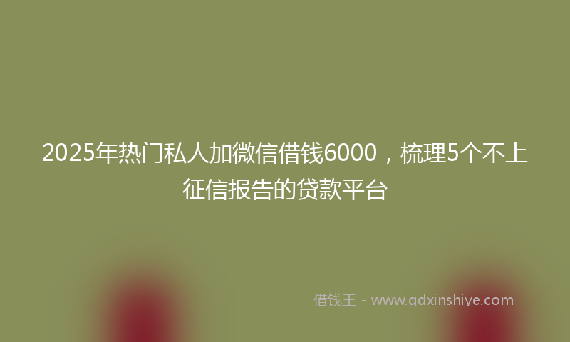 2025年热门私人加微信借钱6000，梳理5个不上征信报告的贷款平台