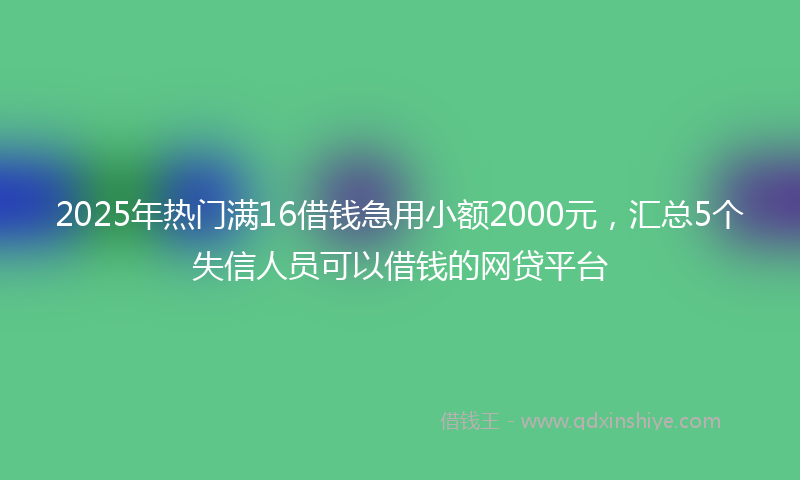 2025年热门满16借钱急用小额2000元，汇总5个失信人员可以借钱的网贷平台