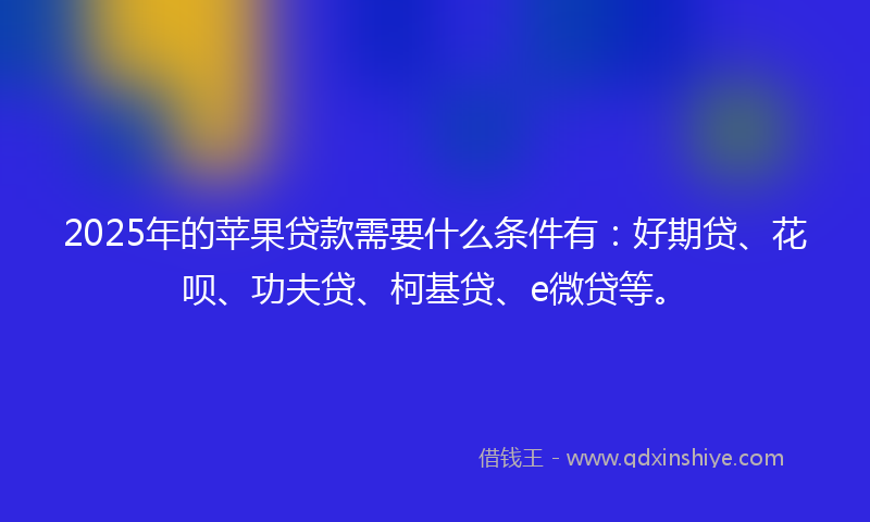 2025年的苹果贷款需要什么条件有：好期贷、花呗、功夫贷、柯基贷、e微贷等。