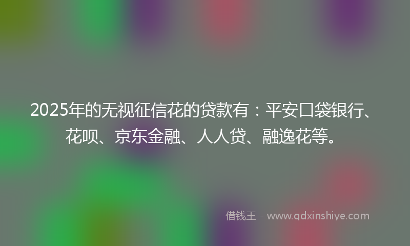 2025年的无视征信花的贷款有：平安口袋银行、花呗、京东金融、人人贷、融逸花等。