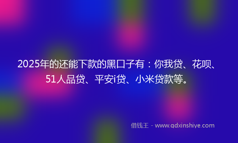 2025年的还能下款的黑口子有：你我贷、花呗、51人品贷、平安i贷、小米贷款等。